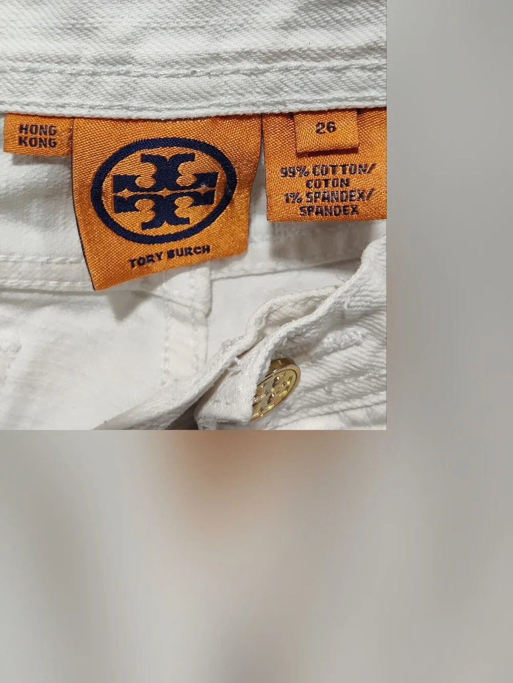 TORY BURCH WOMEN'S CLASSIC TORY JEANS WHITE, SIZE 26, 99% Cotton